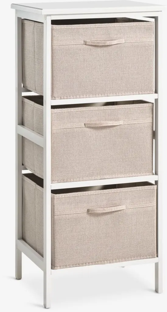 Kommode OREBY 3 bokser hvit/beige