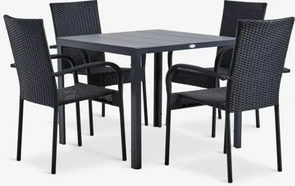 MADERUP L90 bord + 4 GUDHJEM stol svart