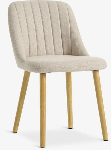 Spisestol ADSLEV u/armlene beige stoff/natur eikefarget