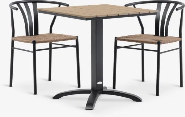 HOBRO L70 bord natur + 2 TAGMARK stol svart