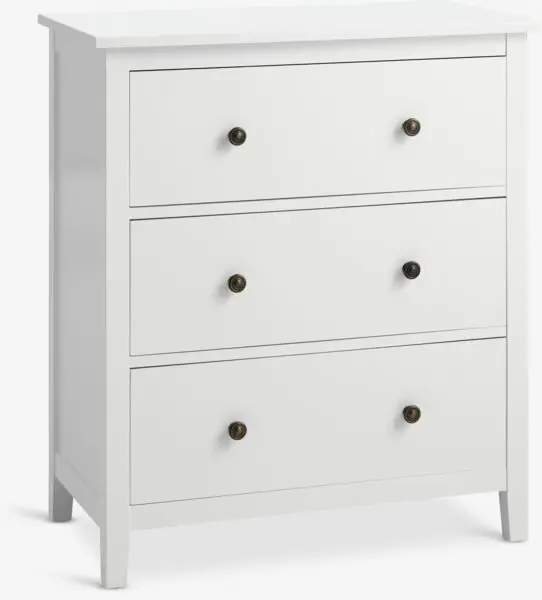 Kommode NORDBY 3 skuffer hvit