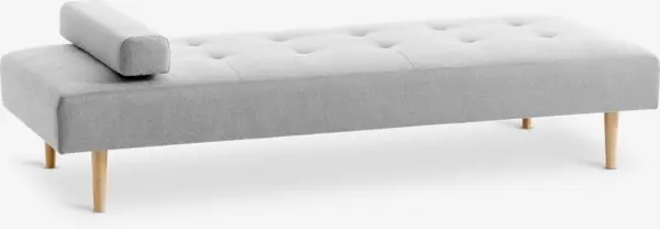 Sofaseng NOREFJELL 200x80 lys grå stoff/eikefarget