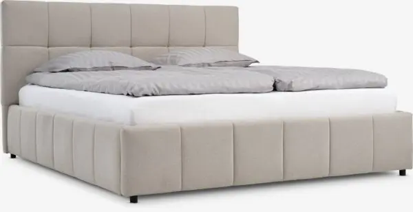 Sengeramme VEMMELEV 180x200cm m/magasin beige stoff