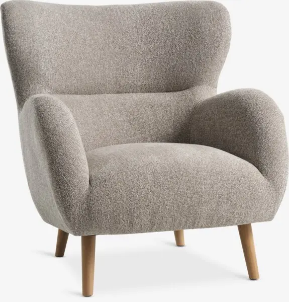 Lenestol HAGESTED beige stoff/natur eikefarget