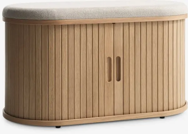 Benk LYNGVIG sjalusidører beige/natur eik