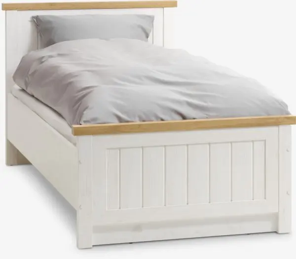 Sengeramme MARKSKEL 90x200cm hvit/natur villeikfarget
