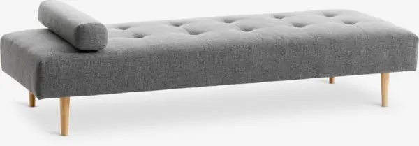 Sofaseng NOREFJELL 200x80 mørk grå stoff/eikefarget