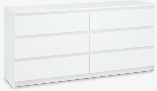 Kommode TANGE 3+3 skuffer hvit