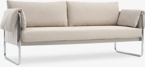Sofa HEDEHUSENE 3-seter beige stoff/krom