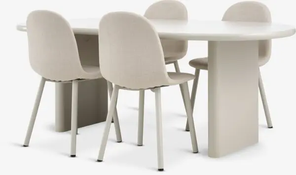 VORDINGBORG L198 bord beige + 4 EJSTRUP stol beige