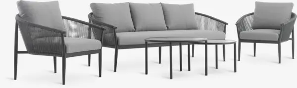 Loungesett HOLMESTRAND 5 seter grå