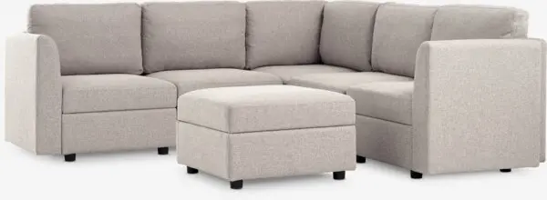 Modulsofa OKSBY 5-seter hjørne m/oppbevaring sand stoff