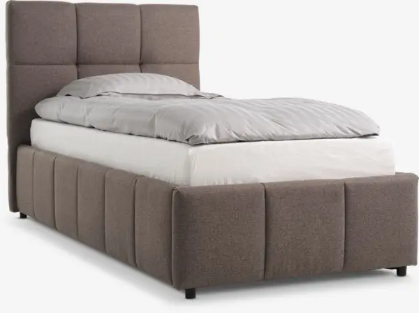 Sengeramme VEMMELEV 90x200cm m/magasin mørk sand stoff