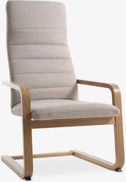 Lenestol KNUDBY beige stoff/natur eikefarget finér
