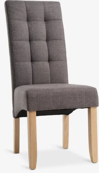 Spisestol BJERREBY grått stoff/natur eikefarget
