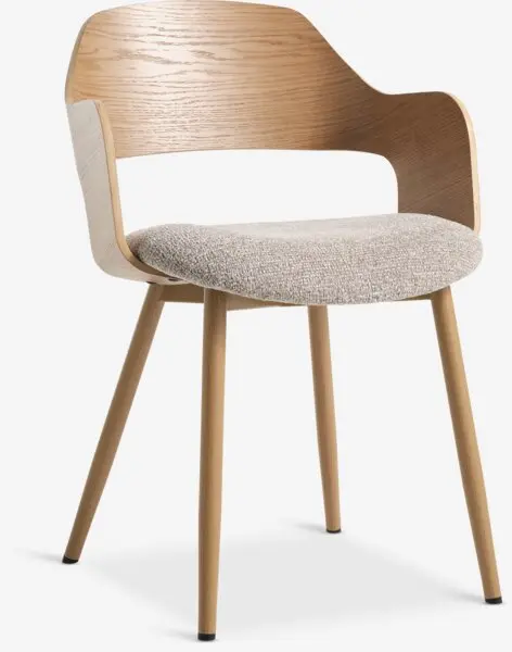 Spisestol HVIDING beige stoff/natur eikefarget