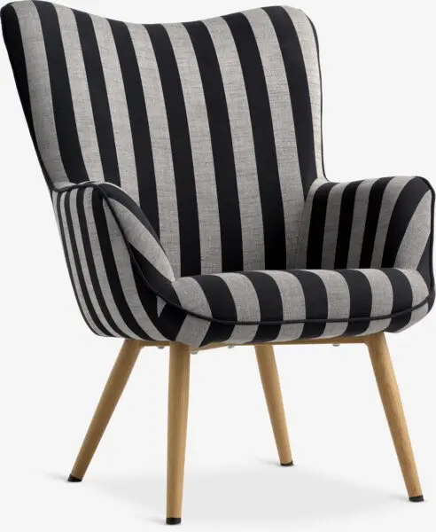 Lenestol SIMESTED striper svart/beige