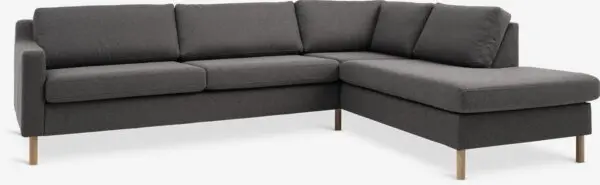 Sofa HELLERUP åpen ende høyre grå stoff/natur eik