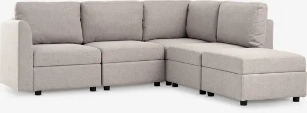 Modulsofa OKSBY 5-seter åpen ende m/oppbevaring sand stoff
