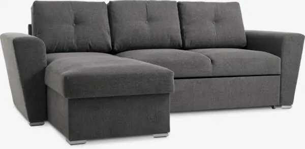 Sovesofa m/sjeselong VEJLBY mørk grå stoff
