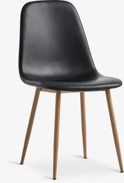 Spisestol JONSTRUP svart imitert skinn/natur eikefarget
