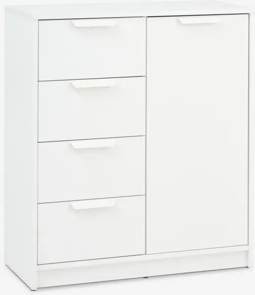 Kommode JENSLEV 4 skuffer 1 dør hvit