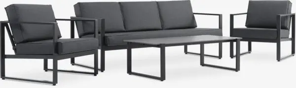 Loungesett VONGE 5 seter svart