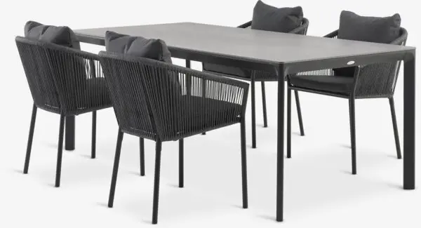 KUMLA L200 bord + 4 GILJA stol grå