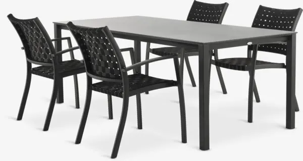 LANGET L207 bord + 4 GLOMFJORD stol svart