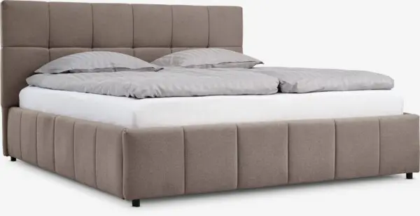 Sengeramme VEMMELEV 180x200cm m/magasin mørk sand stoff