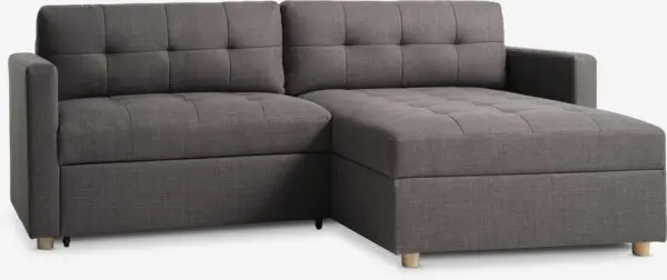 Sovesofa m/sjeselong TEGLHUSE grå stoff