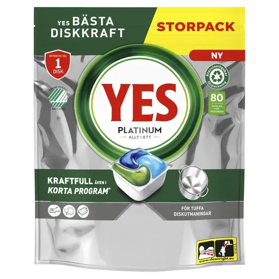 YES Platinum All in One Maskinoppvask 80 stk.