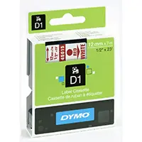 Merkebånd Dymo D1 12 mm, rød på hvit