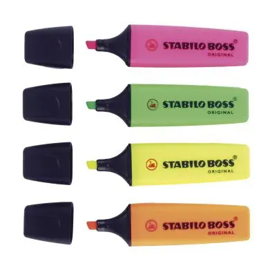 Overstrykningspenn Stabilo Boss, 4 x 5 stk.