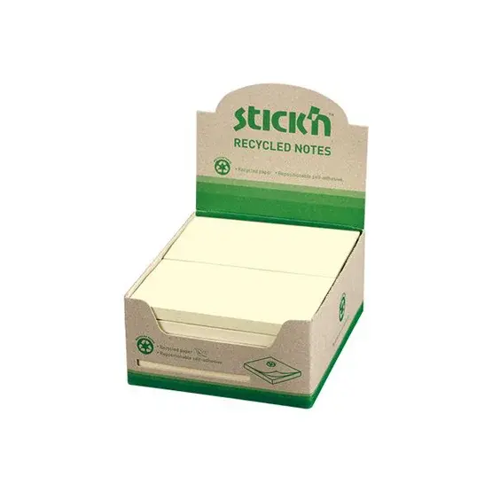Stick'n Notatblokk Res 76x127mm 100 Ark 12-Pakk Pastellgul