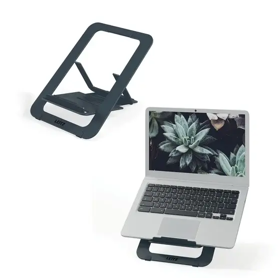 Leitz Ergo Aluminium Ultraflatt justerbart laptopstativ Mørkegrå