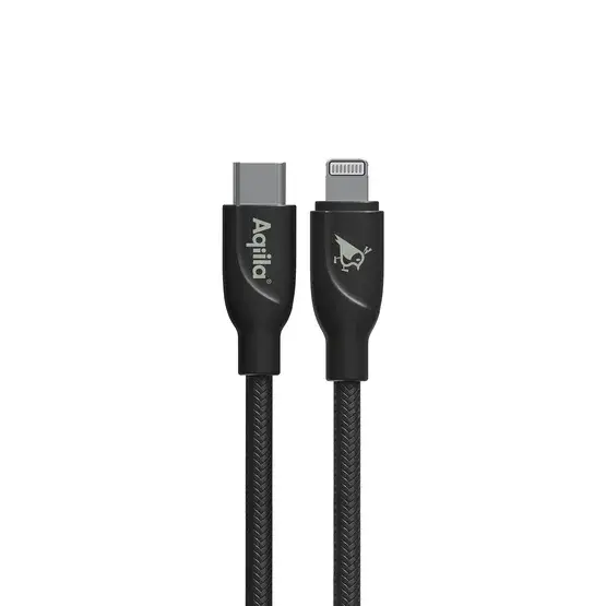 Aqiila Cablebird CB21 USB C - Lighting 30W flettet 1m sort