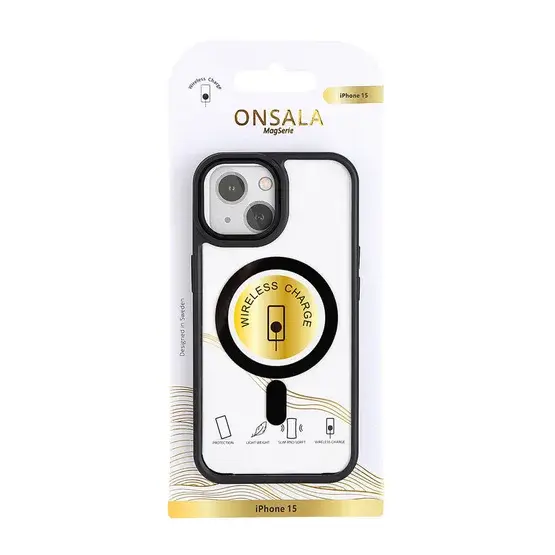 Onsala Mobildeksel Bumper MagSeries Black & Clear iPhone 15