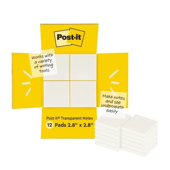 Post-it transparent 73x73mm, 12 pakk