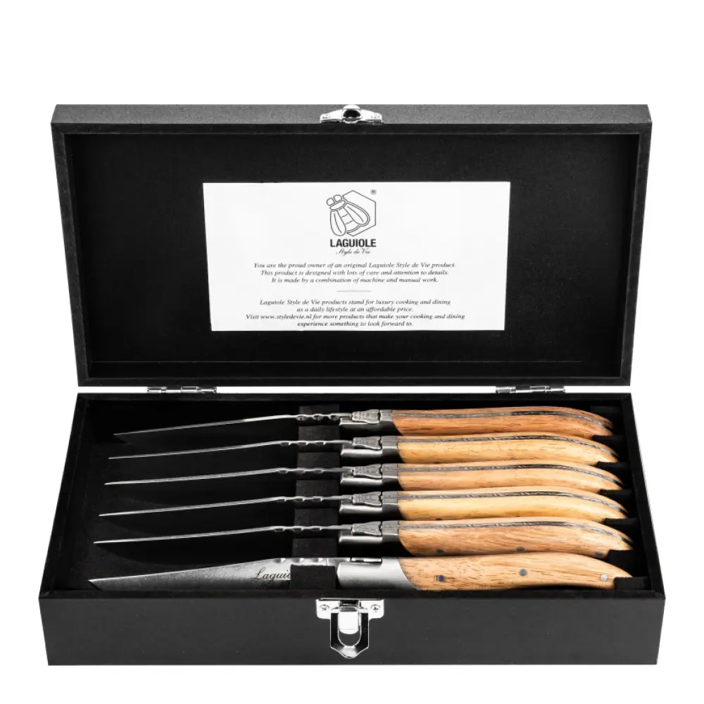 Laguiole Style de Vie Biffkniver 6 stk oak stonewash