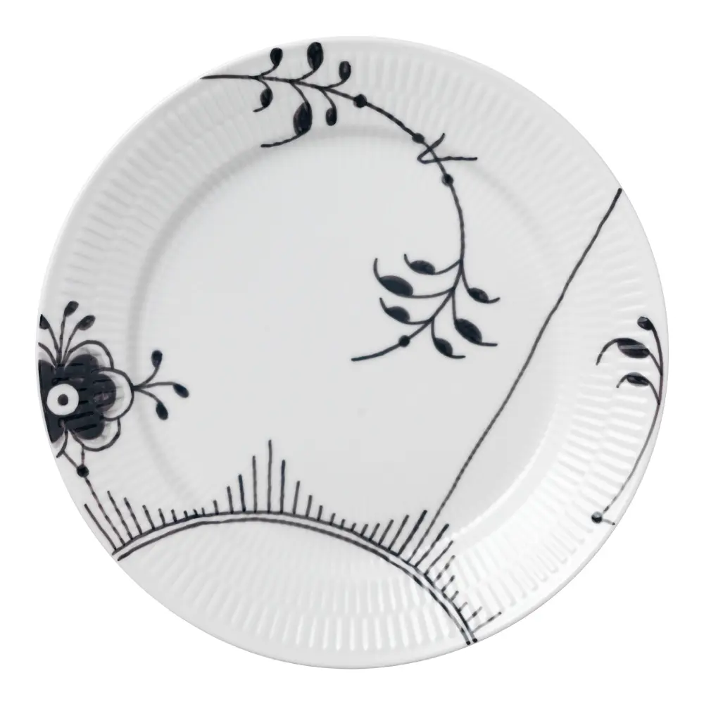 Royal Copenhagen Sort Mega Riflet tallerken 27 cm dekor 2