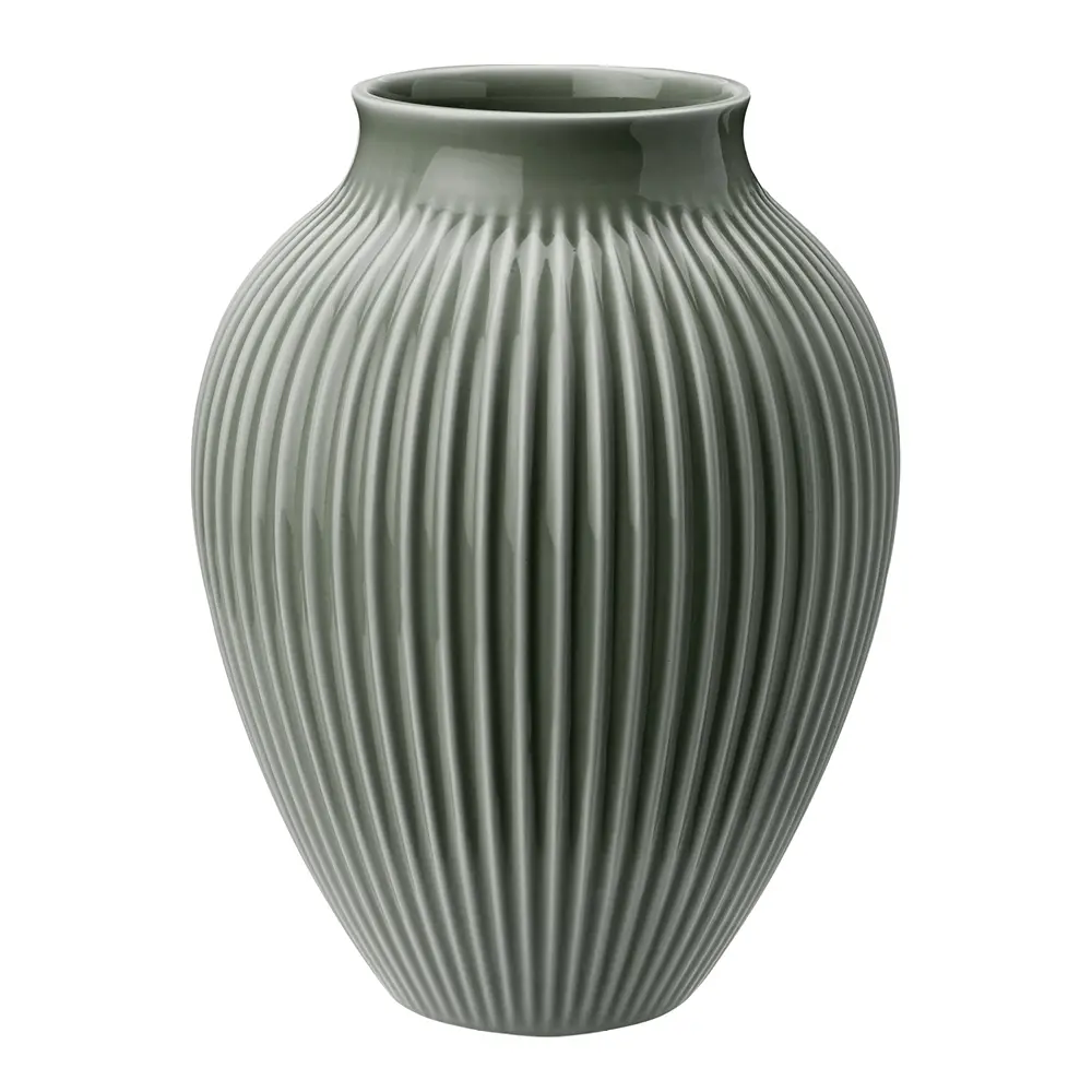 Knabstrup Keramik Ripple vase 27 cm matt celadon green