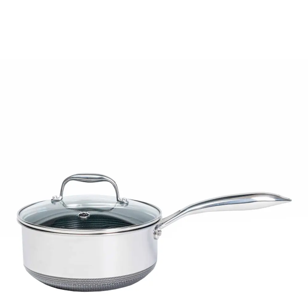 Hexclad Hybrid kasserolle med lokk 1,9L sølv/svart