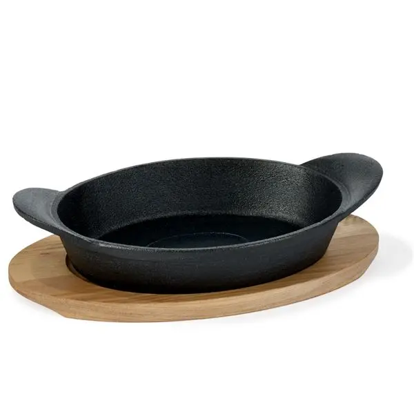 Holm Fat/tallerken støpejern stor 4x15x21 cm svart/lønnetre