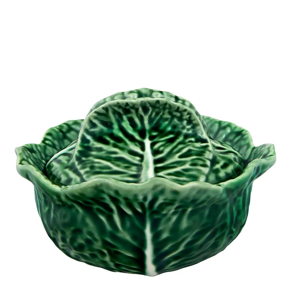 Bordallo Pinheiro Cabbage skål m/lokk 15,3 cm kål grønn