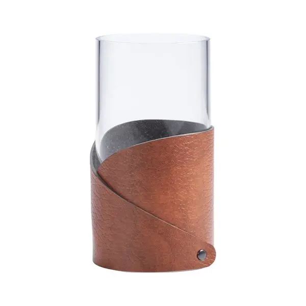 LIND DNA Fold Bull vase S 7,5x15 cm cognac