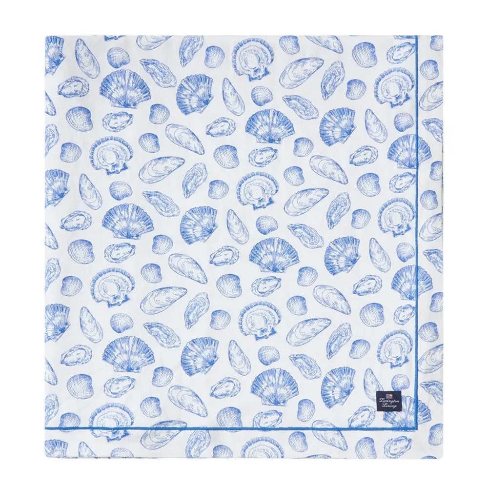 Lexington Duk 150x250 cm bomull skallprintet hvit/blå