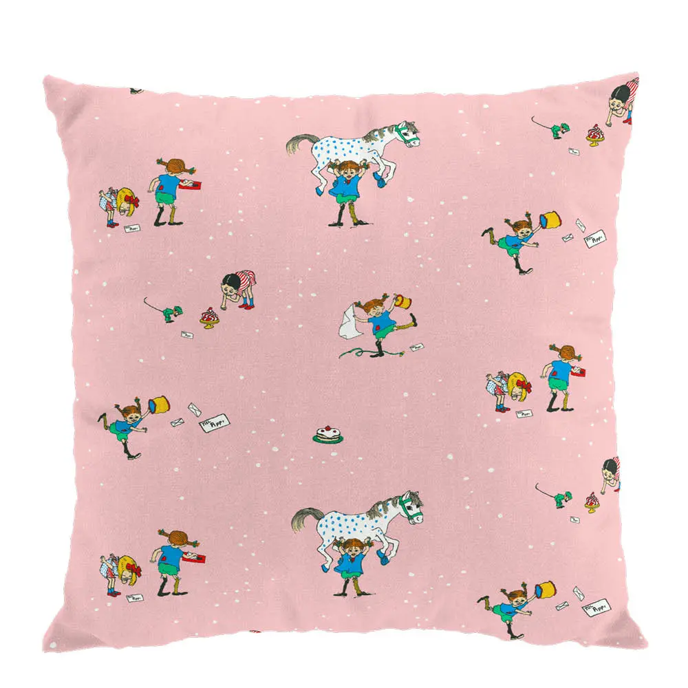 Arvidssons Pippi med vänner putetrekk 47x47 cm rosa