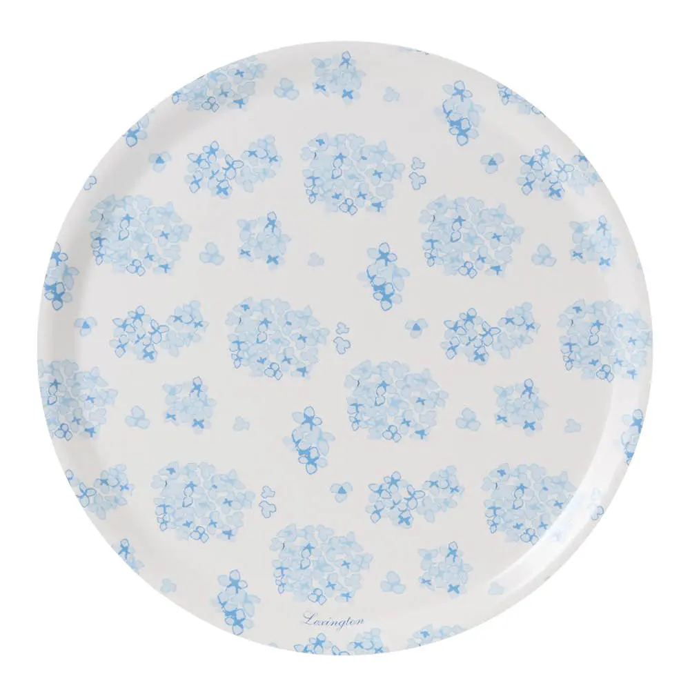 Lexington Rund brikke 38 cm hvit/blå blomstermønster