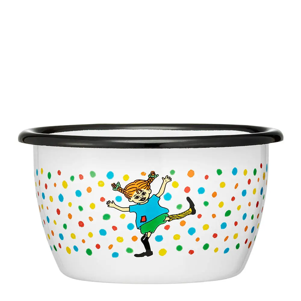 Muurla Pippi emaljeskål Hoppsansa 30 cl hvit